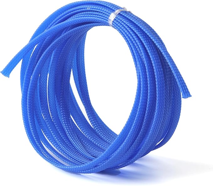 Othmro 16.4ft PET Flexible Expandable Braided Cable Sleeve 0.23inch Width Wire Loom Sleeving and Organizer Flexible Wire Mesh Sleeve for TV Audio PC Cords from Pets Chewing Blue