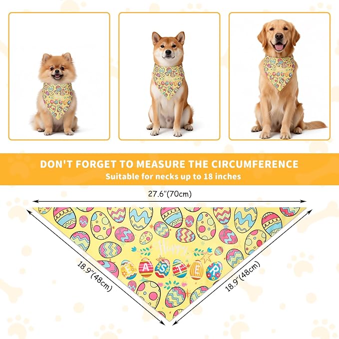 2 Pack Easter Dog Bandanas, Holiday Bandana Scarf for Small Medium Large Dogs, Adjustable Triangle Bibs Scarves, Washable Pet Scarves for Dogs Cats Gifts