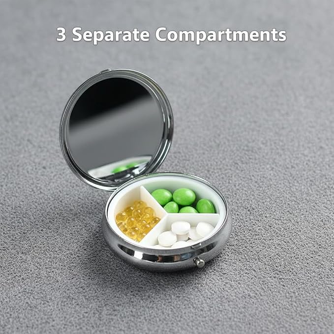 Miniature Schnauzer Dog Small Box for Pill,3 Compartment Pill Case Travel Medicine,Portable Pocket or Purse Pill Organizer Container Holder Hold Vitamins, Medication, Fish Oil Supplements