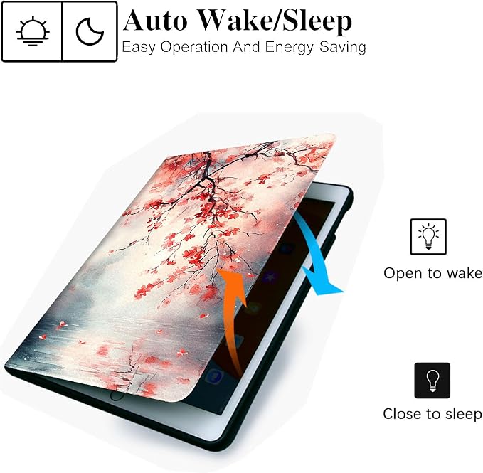 for Microsoft Surface Pro X/Pro X Plus-13 2019/2020/2021/2024 Tablet Case,Auto Wake/Sleep,Adjustable Stand Protective Cover - Vintage Cherry Blossom