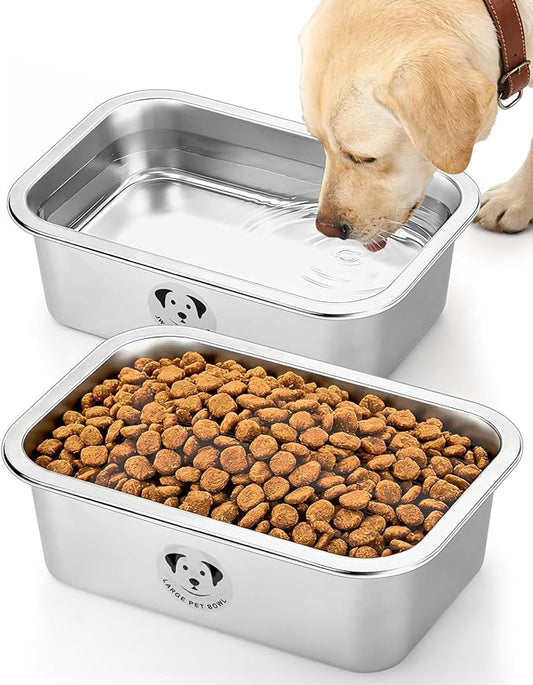 2 Pcs Stainless Steel Dog Bowls for Large Dogs, High Capacity Metal Dog Food Bowls, Food and Water Bowl for Large, X-Large, and Big Dogs 0.85 Gallons