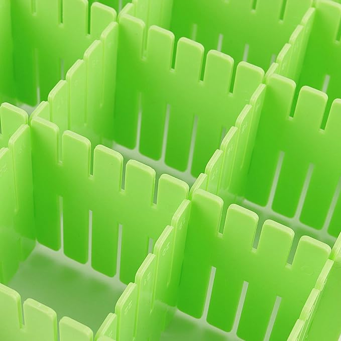 ZOENHOU 60 PCS Green Drawer Dividers, 12.6 x 2.8 Inch Adjustable Premium Plastic Drawer Divider Organizers for Makeup Drawers Desktop Kitchen drawer Organizers and Storage
