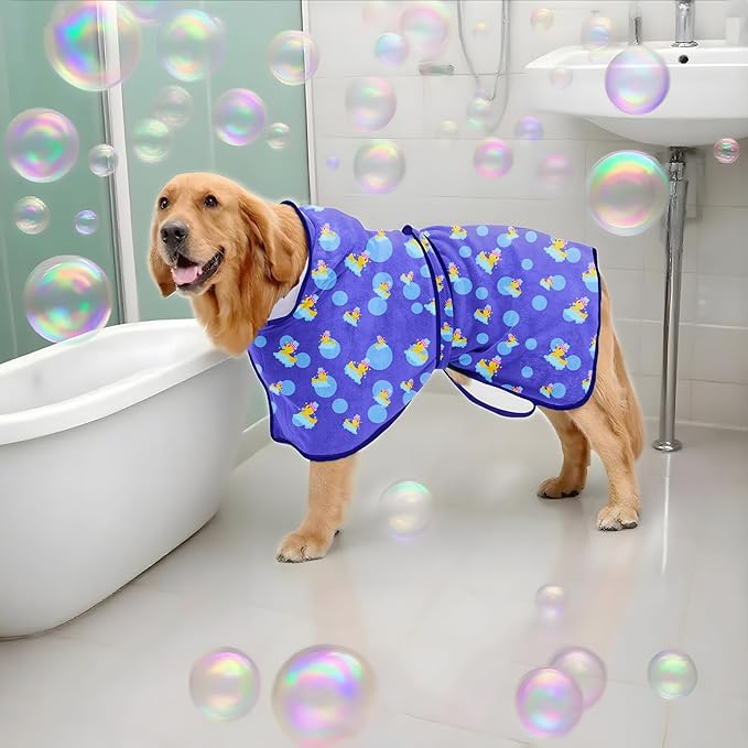 NACOCO Dog Bathrobe Towel Microfiber Pet Drying Robes Moisture Absorbing Towels Coat for Dog and Cat(Yellow Duck,L)