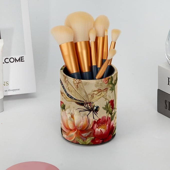 Retro Dragonfly Pen Holder, Pencil Cup Marker Brush Holder Desk Storage Case, Desktop Organizer for School Office Home Supplies