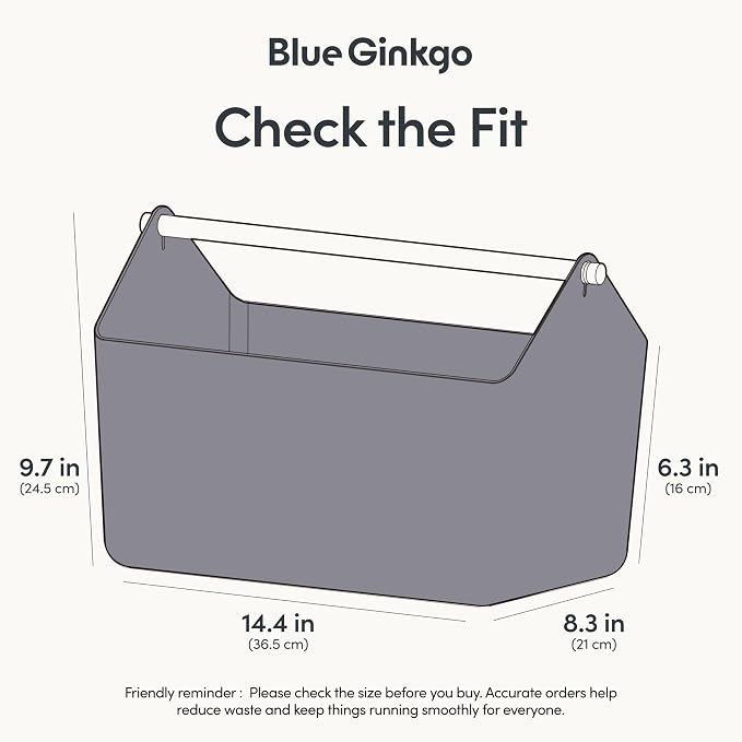 BLUE GINKGO Storage Basket, Large 10.5L, Grey, Made in Korea | Portable. Spacious Storage Bin. Everyday Organization.