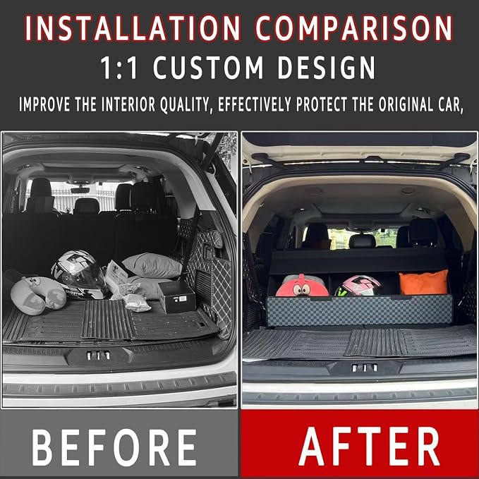 Car Trunk Organizer for For Mitsubishi Lancer Evolution - Custom Fit,Outdoor Trunk Organizer with Leather,Hook and Loop Fastener,4-Layer Cover,For Mitsubishi Lancer Evolution 2008-2017