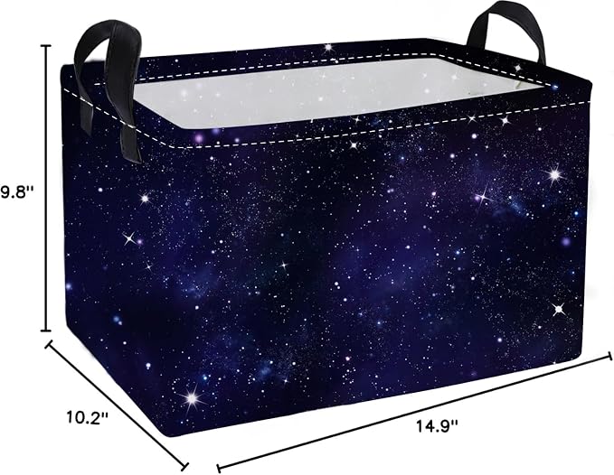 Essme Rectangular Space Basket,Kids Storage Bins Organizer with Handles for Girls Room Decor, Gift Basket,Shelf Basket.(Space)