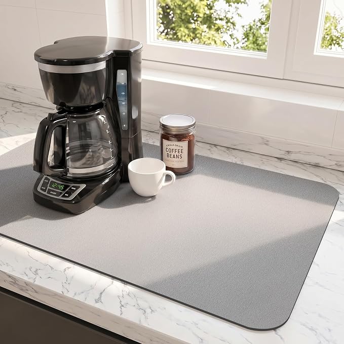 Ecotrim Coffee Mats for Coffee Bar Accessories, Grey 17" x 31.5"