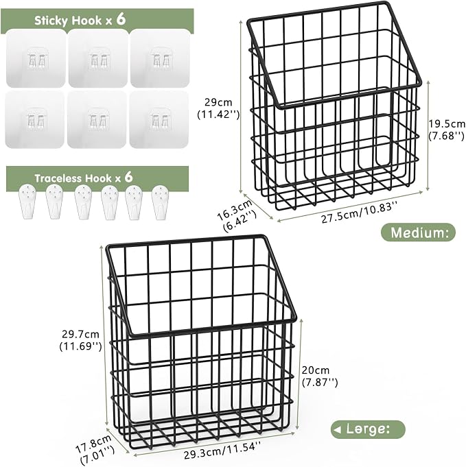 Greentainer 2 Pack Bath Toy Storage Organizer, Large Rustproof Metal Wire Basket, Wall Mounted Hanging Bathtub Holder, Bathroom Shower Caddy for Tub Toys & Toiletries