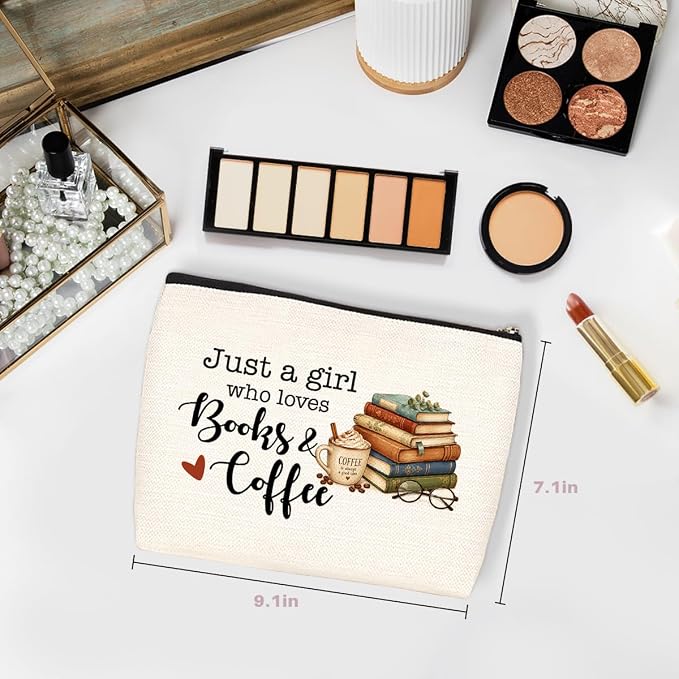 Coffee Makeup Bag, Just a Girl Who Loves Books & Coffee Cosmetic Bags