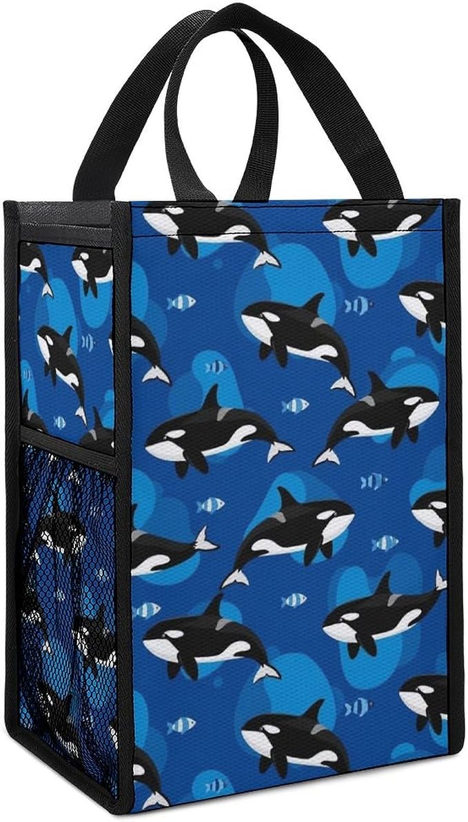 Reusable Insulated Lunch Tote Bag Thermal Lunch Box Cooler Bags Compatible with Ocean Sea Orca Killer Whale Picnic Food Organizer Meal Bag