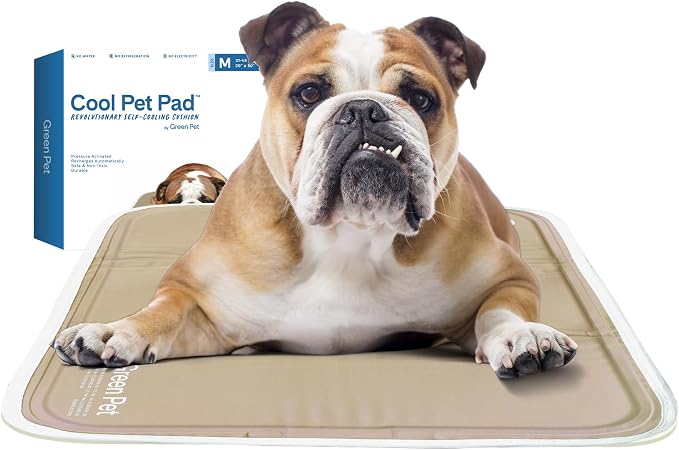 The Green Pet Shop Cool Pet Pad - Medium, Iced Latte - Self-Cooling, Pressure Activated Mat for Dogs & Cats from 21-45 lbs - Non-Toxic Gel, No Water Needed