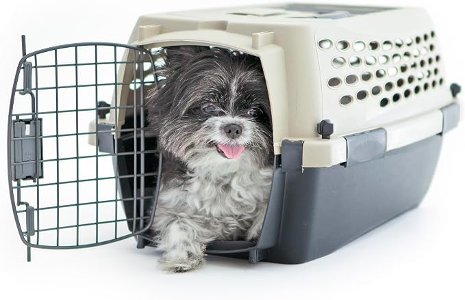 Petmate Vari Dog Kennel, Carrier, XS 19in, Up to 10lbs, Taupe | Airline Friendly and Made of Durable Plastic, This Pet Crate Works Great for Home and Travel