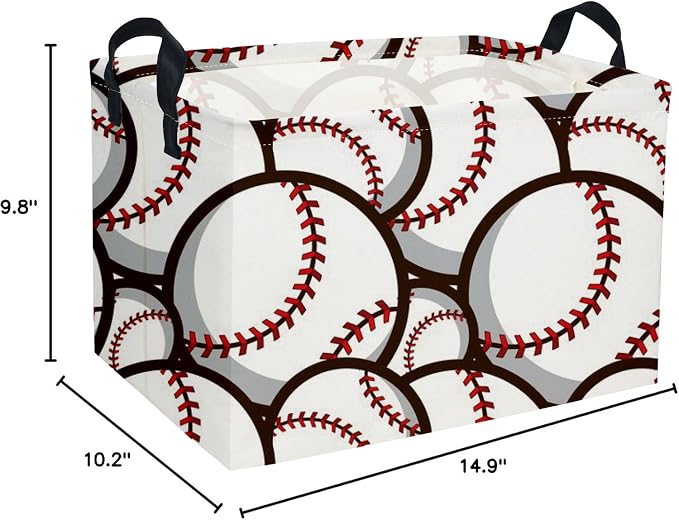 Essme Rectangular Baseball Basket, Kids Baskets,Boys Storage Bins, Kids Basket with Handles for Room Decor, Shelf Bin.( Baseball Basket)
