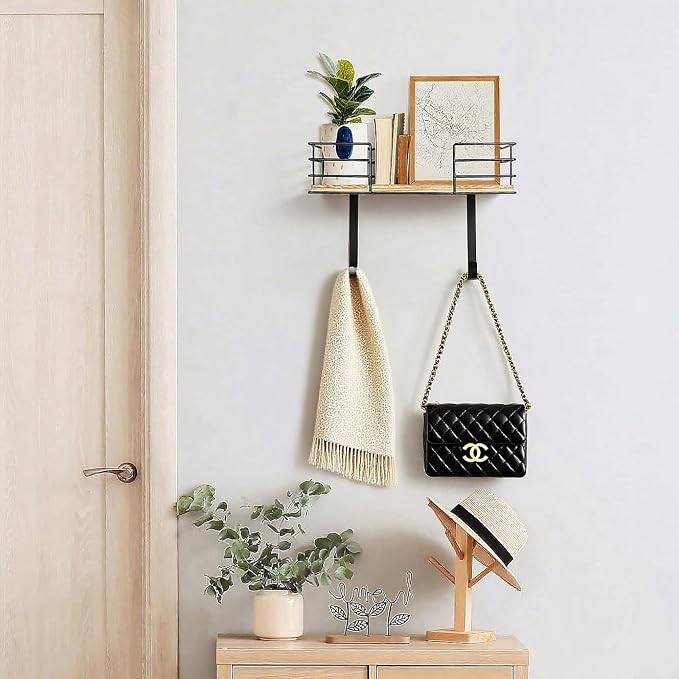 THYGIFTREE Ironing Board Holder Wall Mount and Basket Iron Holder Rack | Heavy-duty metal and wood organizer stores ironing boards, irons and steamers with a shelf, basket and wall-mounted design