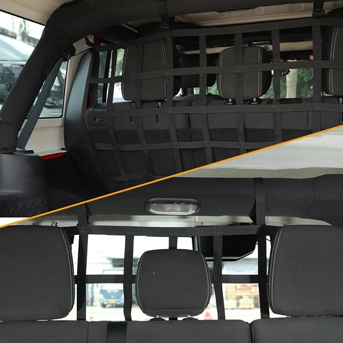 Car Nets Car Rear Seat Trunk Isolation Pet Net Dog Barrier Protection Divider Safety Mesh For Jeep For Wrangler JK JL 2007-2023 Cargo Net