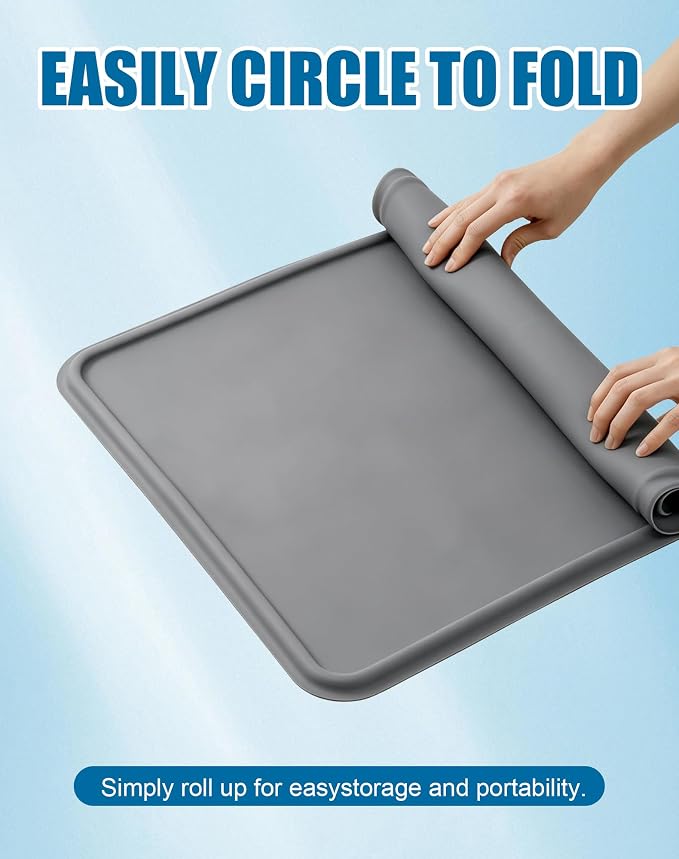Puppy Pad Holder, 24"x24" Silicone Dog Pee Pad Holder Tray with Raised 0.75" Edge,No Spill Leak-Proof Mat Holder for Dog Training Pads,Square Potty Trays, Gray