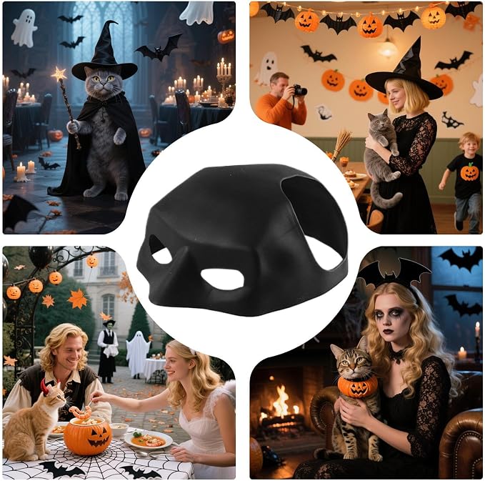 Bat Cat Masque Pet Costume Accessory Kitten Dress Up Hat Dress Up Accessory | Black Bat Cosplay Masque Hat for Cats Halloween Holiday Events Theme Photography Holiday Events Theme Photography