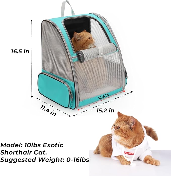 Cat Backpack Carrier, Ideal for Small Animals & Puppies, Airline Approved,Safe for Travel, Hiking, Vet Transport & Outdoor Use Fully Ventilated Design for Ultimate Comfort On-the-Go