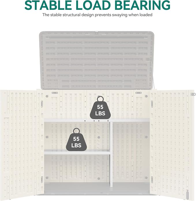 YITAHOME 30cuft Horizontal Storage Shed Shelf, Weatherproof Metal Shelf for 30 cu ft Tool Cabinet, Ideal for Outdoor Use, Easy Assembly,45.6" L X 13.2" W X 29.2" H, White