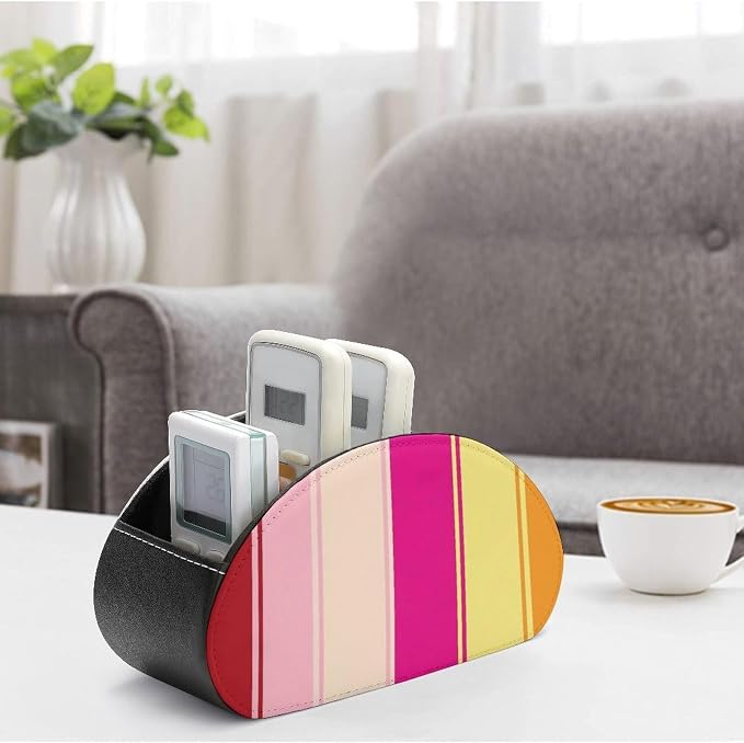 Remote Control Holder Caddy LGBT Lesbian Pride Table Desk Storage Organizer | LGBT Lesbian Pride, PU Leather, 5 Compartments, Fits TV Remotes, Media Player, Office Supplies