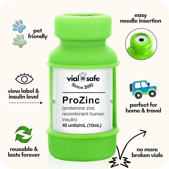 VIAL SAFE Insulin Vial Protector Case for ProZinc 10mL Cats & Dogs 2-Pack