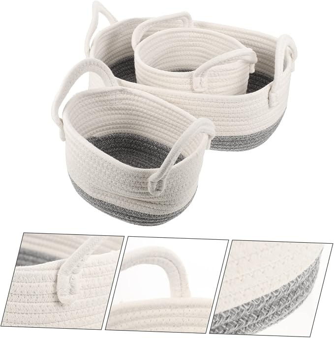 Cabilock 3pcs Woven Storage Basket for Pet Toys Rope Dog Toy Organizer for Home and Boys and Girls Organization