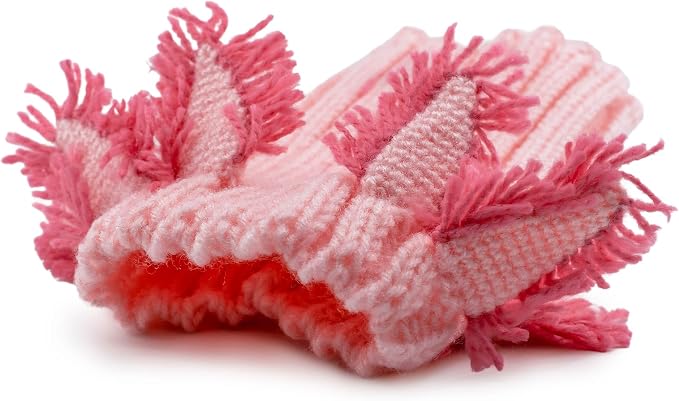 Zoo Snoods Axolotl Dog Costume - Warm Crochet Salamander Snood Wrap for Pets, Neck Ear Cover Protection, Halloween Winter (Large)
