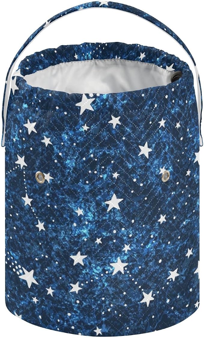Tatenale Crochet Bag Yarn Bag Knitting Project Bag with Pockets and Handle Portable Yarn Storage Organizer Tangle Free 8.3x11 InchDark Blue Star33