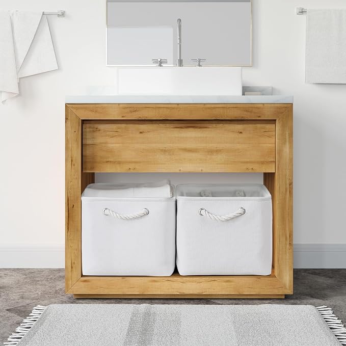 Storage Basket for Shelves - 15.8x11.8x11.8 inch 3 Pack Fabric Storage Cubes, Collapsible Storage Bin for Organizing Organizer Closet Book Gift Dog(White)