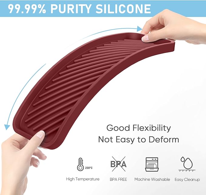 Silicone Sponge Holder, Kitchen Sink Organizer Tray（Mahogany）