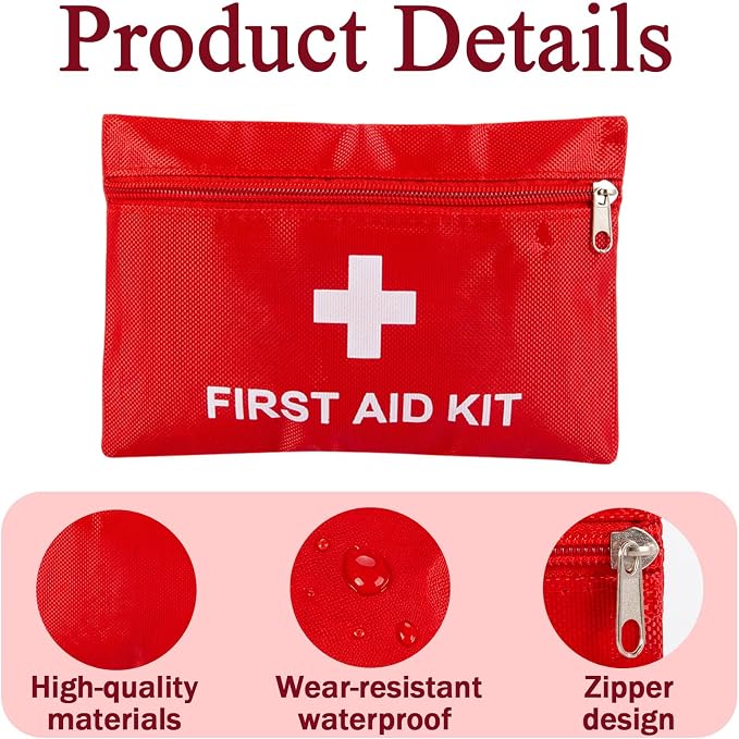 6 Pack Empty First Aid Kit Bag, Small First Aid Pouch Bulk, Water Resistant Travel Medical Organizer, Mini Emergency Supply Storage for Home, Car, Office, Camping, Outdoors (Red, 20x14cm, Bag Only)