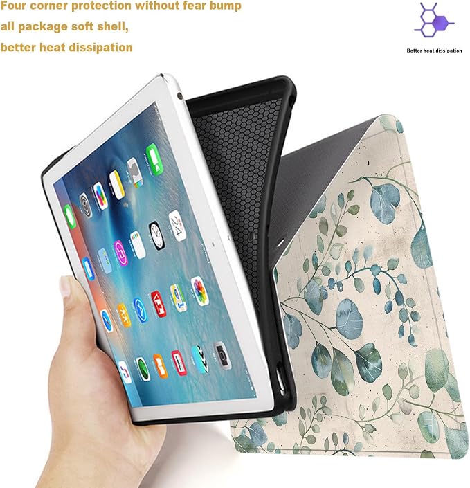 Tablet Case for iPad Air 13" M3/M2,iPad Pro 12.9" 6th/5th/4th/3rd Generation,Shockproof Protective Cover with Stand,Auto Wake/Sleep,Watercolor Plant