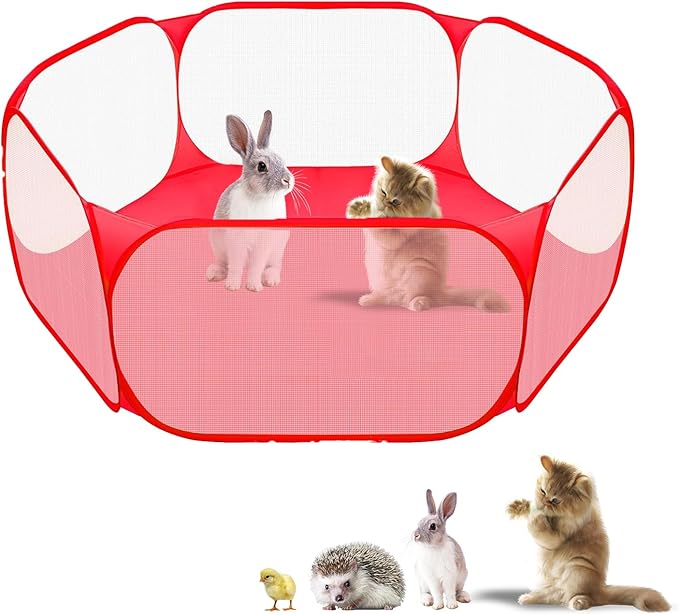 Small Animals Playpen, Portable Pop-up Open Interactive Pet Tent, Indoor Outdoor Fence for Rabbits, Guinea Pig, Hamster, Chinchillas, Kittens, Puppies