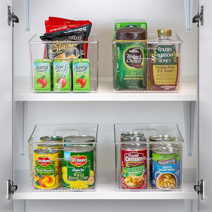 Sorbus Fridge Organizers and Storage, Clear Plastic Bins (Large, 4 Pack)