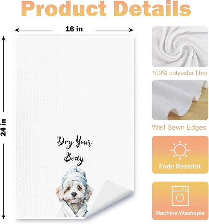 Funny Maltese Dog Hand Towels for Bathroom Washroom, Gifts for Maltese Lovers Women Men, Dog Bathroom Decor, 16x24 Inch Set of 4