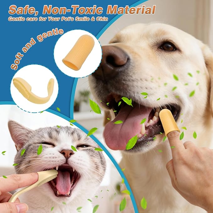 7PCS Dog Bath Brush | Pet Grooming Gloves | Storage Bag | Soothing Massage Rubber Comb with Adjustable Ring Handle | Pet Bathing For Dogs and Cats (Lavender Purple)