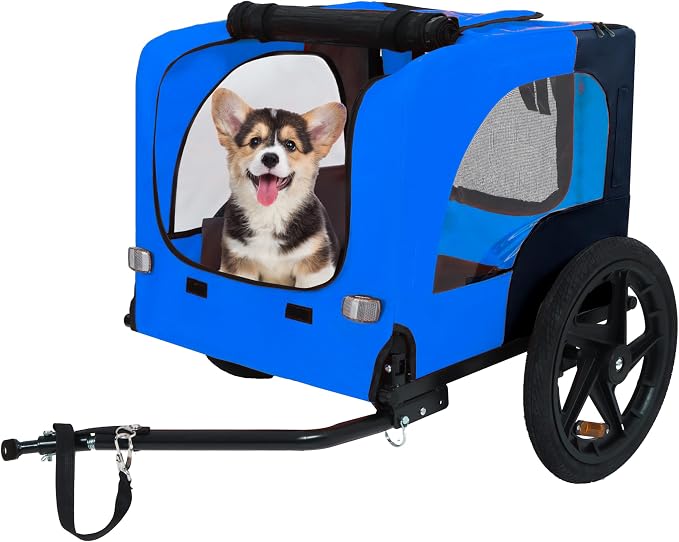 ZeHuoGe Pet Bike Trailer for Small to Medium Pets, Pet Cart Bicycle Wagon,23.62”x17.71” Roomy Cabin, Foldable & Portable, Universal Fit for 20”-29” Bikes