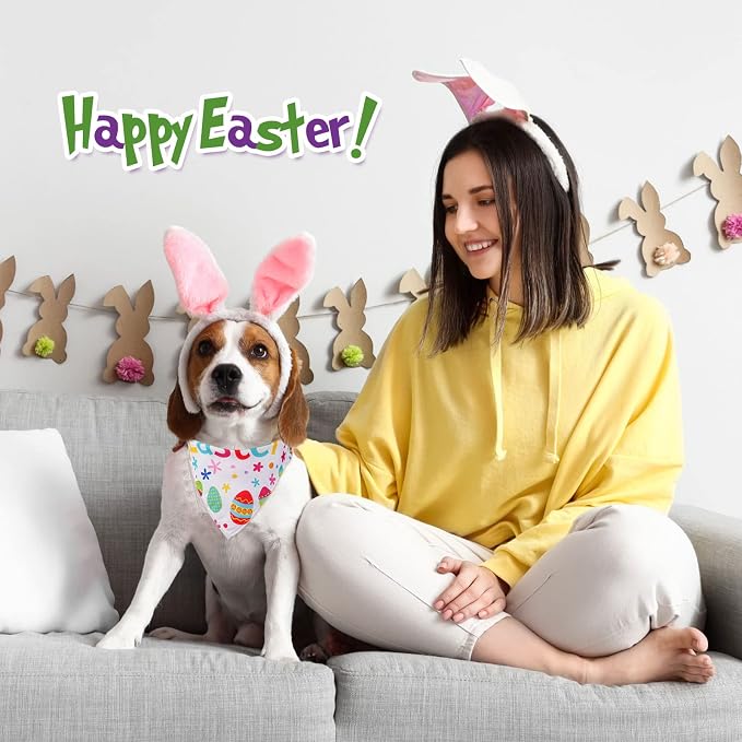 Sanwuta 30 Pieces Easter Dog Bandanas Easter Dog Bibs Holiday Pet Costume Outfit Triangle Scarf Kerchief for Small to Medium Pet
