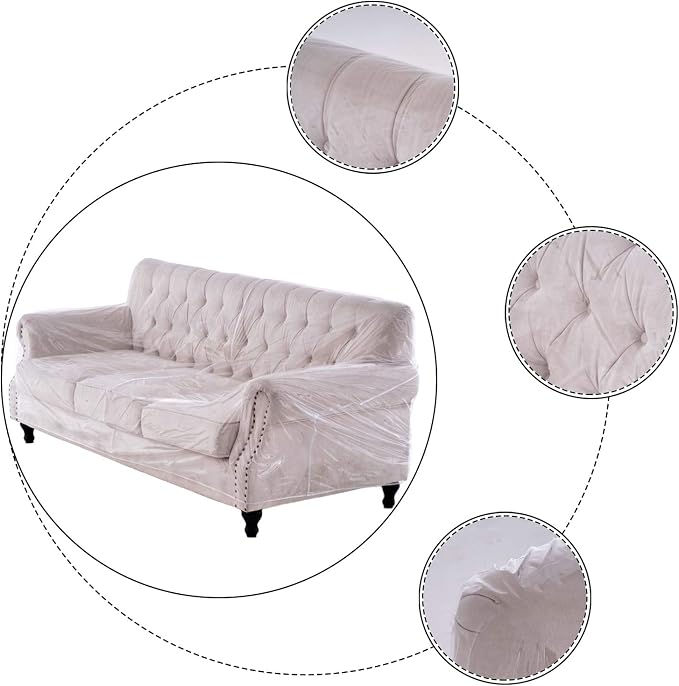Swanna Plastic Thicker Clear Heavy-Duty Waterproof Sofa/Couch Cover - Protection Against Pets/Dog Clawing, Vinyl Sofa Slipover Furniture Protection for Storage and Moving (Sofa-1 Pack)