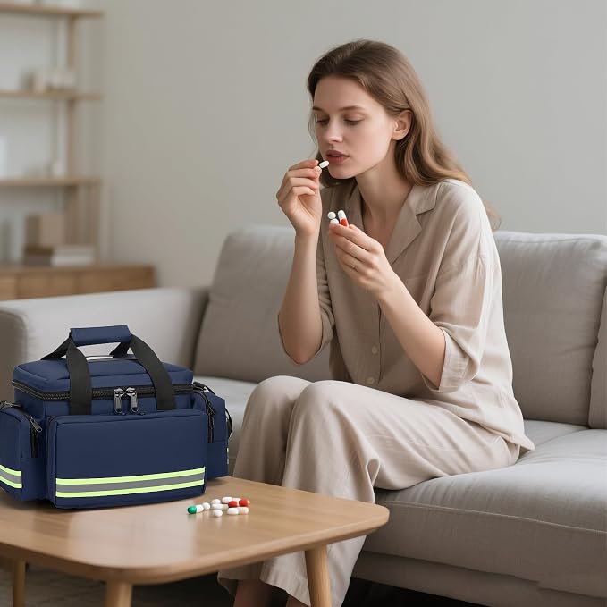 Medical Bag Empty Emergency Bag Medical Bag Organizer Professional First Responder Trauma Bag，First Aid Bag with Detachable Dividers for Nurses,Home Health Care, EMT(Bag Only)