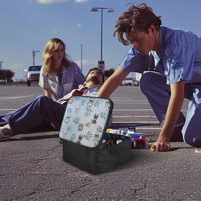 Cute First Aid Bag Empty Large Pet Nurse Medical Storage Bag Pattern Emergency Survival Pouch Bag for Camping Hiking Home Travel Empty First Aid Pouch 11" x 5" x 9.6"