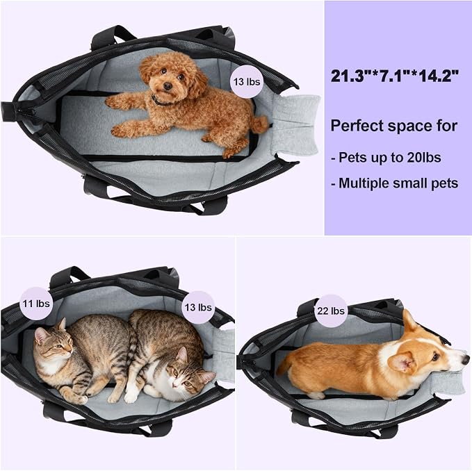 Ownpets Large Pet Carrier for Dogs Cats, 18-20lbs, Hands-Free Purse Bag | extra large, storage pockets, travel vet shopping, medium pets
