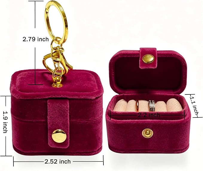 Ring Bearer Pillow Box for Dog Collar, Velvet Wedding Mini Ring Holder Pouch for Pet, Travel Ring Earrings Storage Box for Proposal Engagement Wedding Ceremony Party (Red)