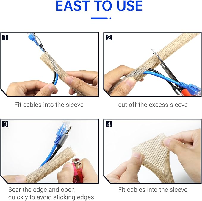 Cable Management, 16FT Wire Management Computer Cord Desk Organizer Protectors from Pets No Chew (Wood Color, 19mm-(3/4"))