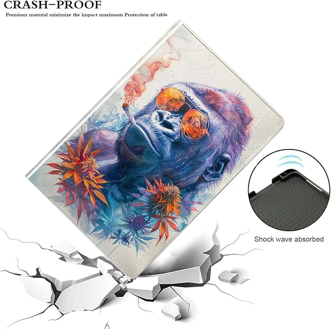 for Samsung Galaxy Tab S9 Plus/S9 FE Plus 5G 12.4 Inch 2023 Tablet Case,Premium Leather Folio Stand Auto Wake/Sleep,Multiple Viewing Stand,Cool Orangutan