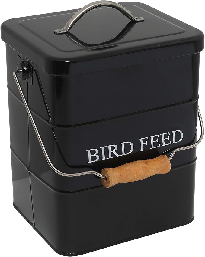 Geyecete Bird Feeder,Bird Food Jar Pet Food Storage Airtight Food Storage Container-Black