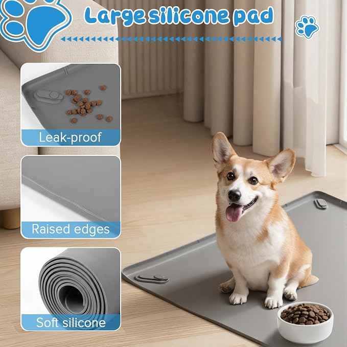 Pee Pad Holder for Dogs, 36" x 25" Non-Slip Silicone Dog Puppy Pad Holder, No Spill Raised Lip High Edge,Portable, Magnetic fixation，Leak-Proof Mat Holder, Square Potty Trays for Home Floor Protection