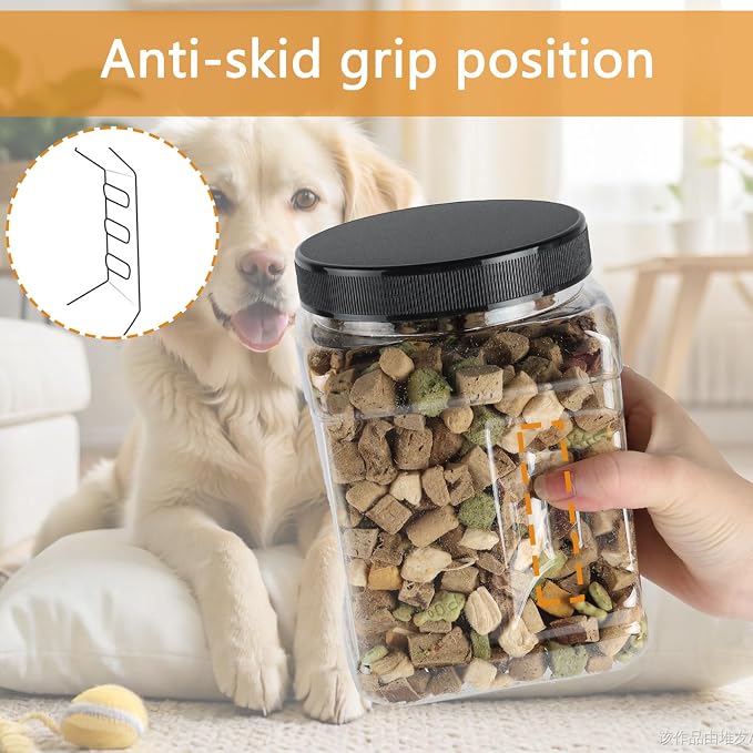Trapezoidal Dog Treat Container Airtight,3-Compartments Dog Treat Organizer,Dog Treat Storage Countertop,Pet Caddy,Great Gift for Pet Dog Owners-Black Wicker Basket