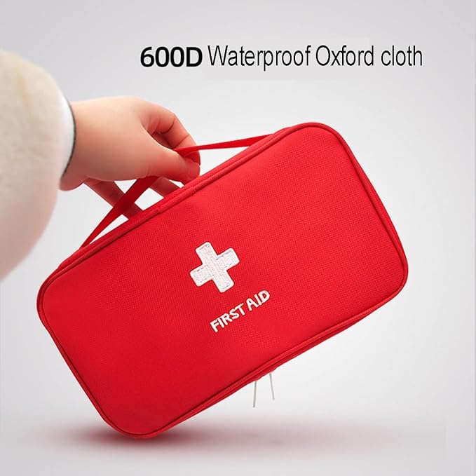 4 Pack First Aid Bag Empty Portable Mini Emergency Storage Red | Camping & Hiking Use, Home & Travel Ready, Compact & Lightweight, Zippered Closure, Survival Kit Organizer